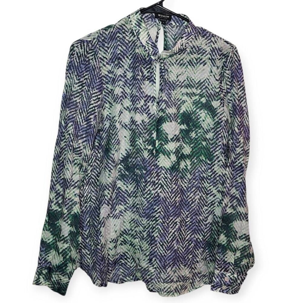 WORTH New York Women's Blouse Spaghetti Tie Cotton Silk Blend size P / XSmall